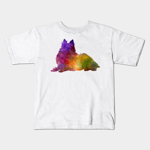 Long Haired Collie in watercolor Kids T-Shirt by PaulrommerArt